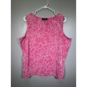 Lauren Ralph Lauren Tank Top Womens‎ 1X Pink Floral Hawaiian Beachy Stretchy